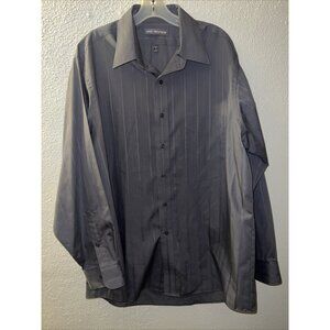 Van Heusen Dress Shirt Mens XL 17 34/35 Fitted Wrinkle‎ Free Gray Cotton Blend